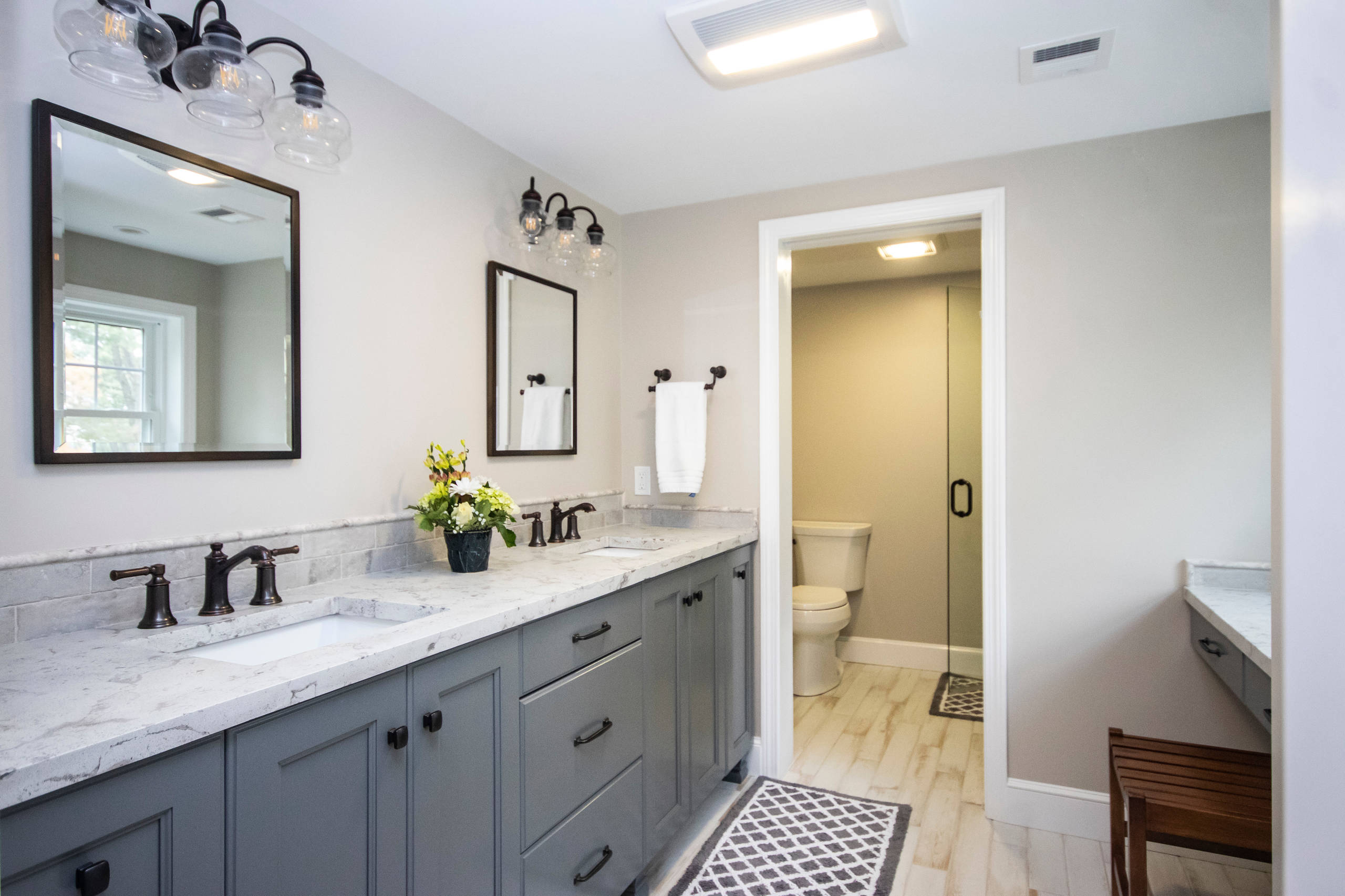 Classic Grey And White Master Bathroom Traditional Bathroom Boston By Cypress Design Co Houzz