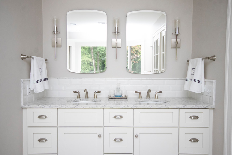 Classic Grey and White Master Bathroom Suite Traditional Bathroom