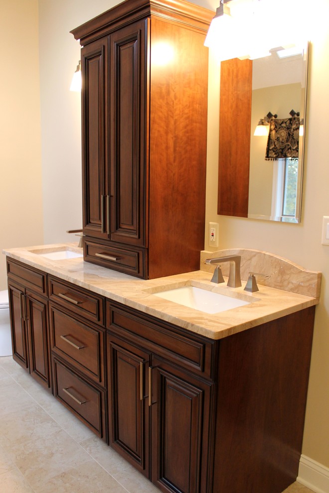 Classic Master Bathroom w/ Cherry & Diano Royale Marble