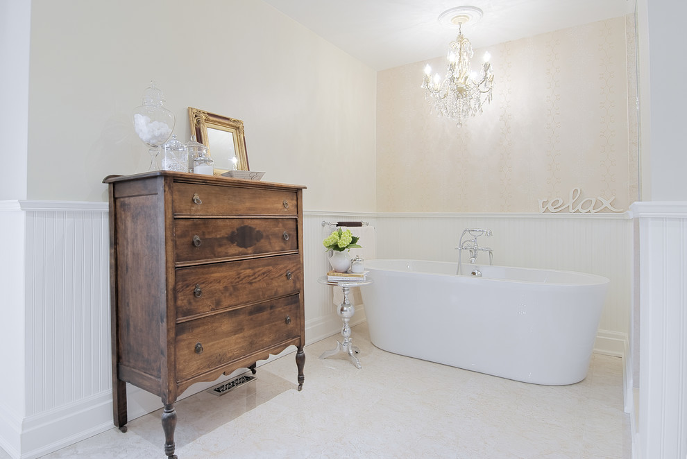 Inspiration for a timeless freestanding bathtub remodel in Toronto