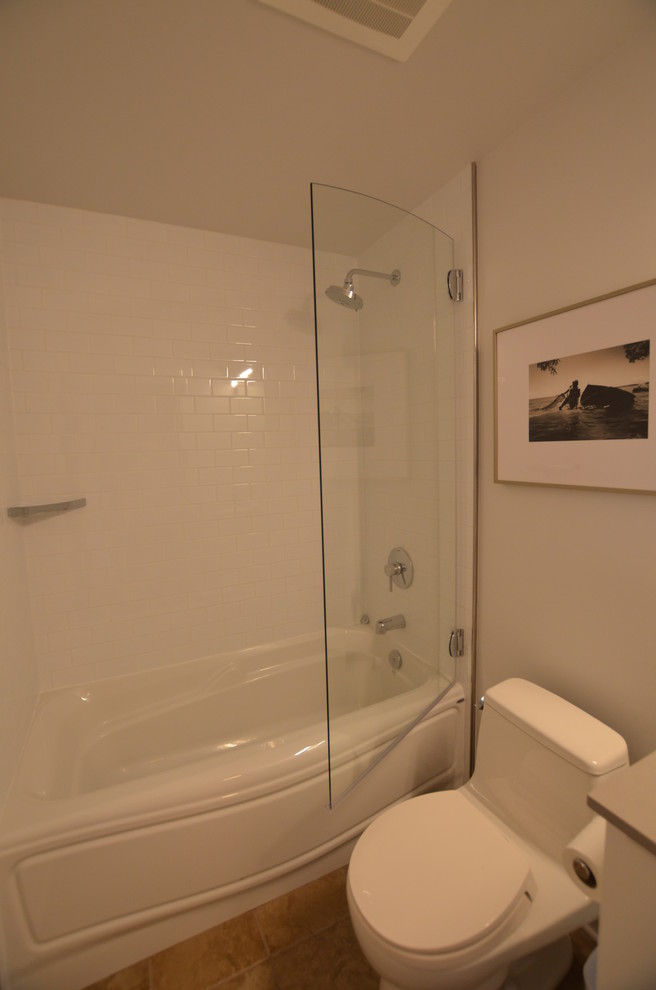 Cleary Condo Reno Guest Bath, Pivot Shower Shield Modern Bathroom