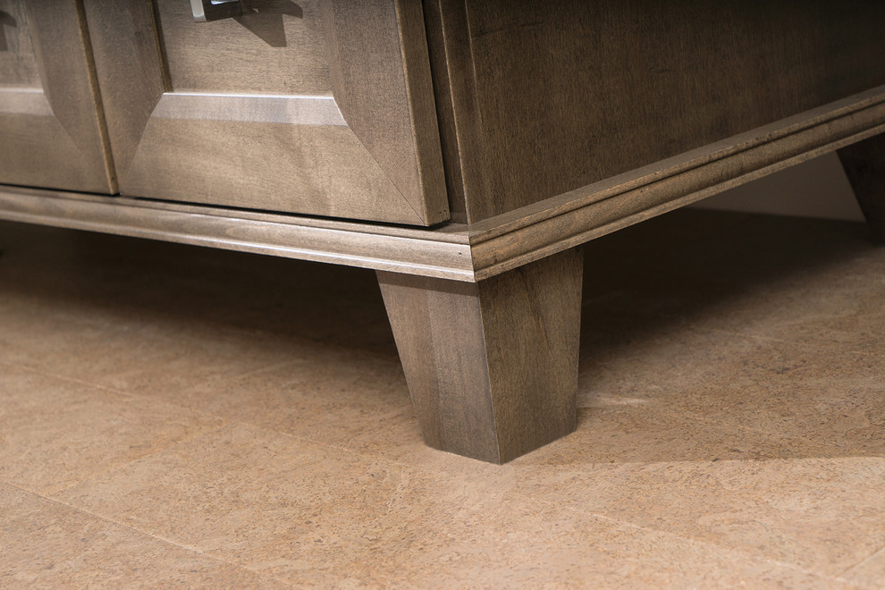 Close Up of Bathroom Furniture Vanity with Bun Feet and Molding Details
