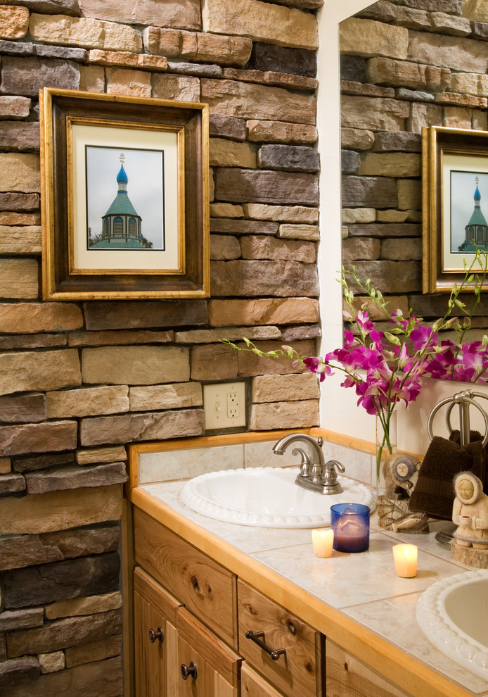 Example of a mountain style bathroom design in Boise