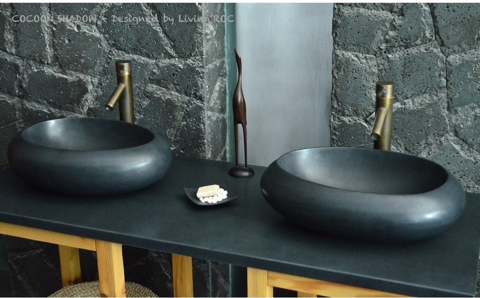 COCOON SHADOW 19"x15" BLACK GRANITE BATHROOM VESSEL SINK Craftsman