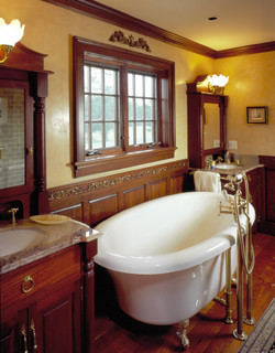 Built-in bathroom storage shelf above jacuzzi bathtub - Traditional -  Bathroom - Detroit - by ASA Cabinets Corp