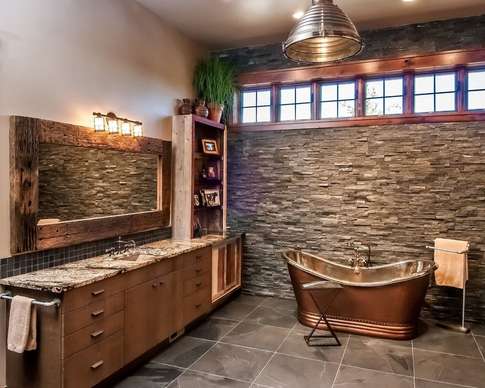 Example of a mountain style bathroom design in Denver