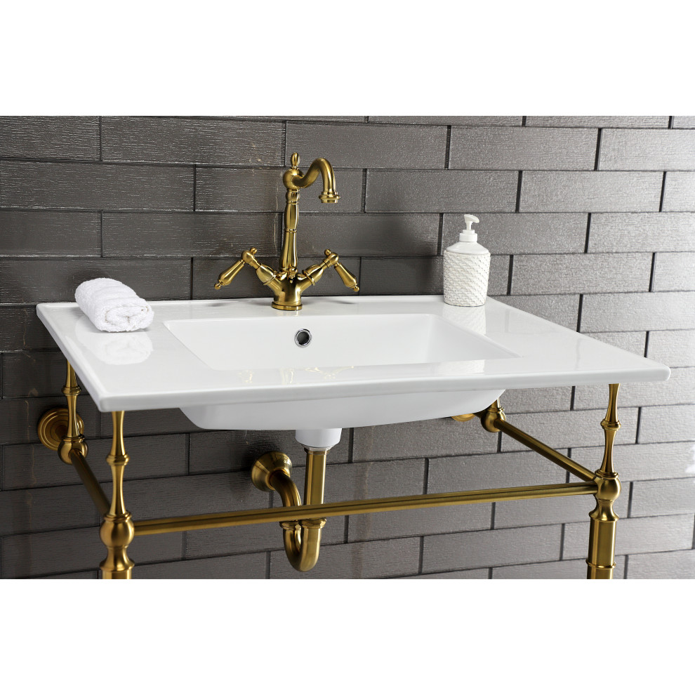 Console and Pedestal Sinks Transitional Bathroom Los Angeles by