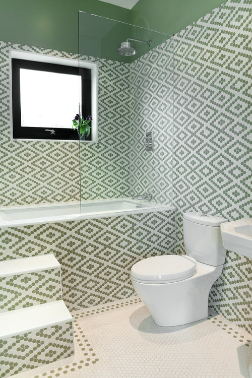 green bathroom tile