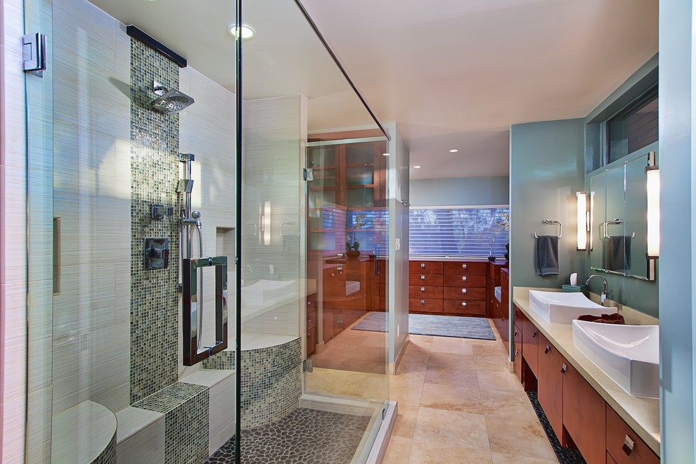 Contemporary bathroom in Phoenix with a vessel sink.