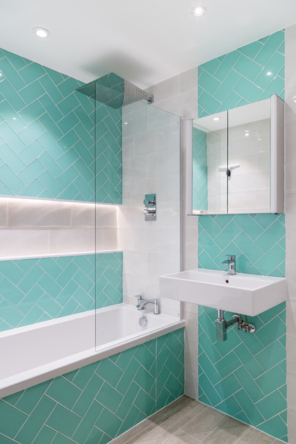 Contemporary Bathroom With Lovely Turquoise Tiles London By Notting Hill Bathrooms - Turquoise Tiles For Bathroom Contemporary Bathroom With Lovely Turquoise Tiles London By Notting Hill Bathrooms - Turquoise Tiles For Bathroom