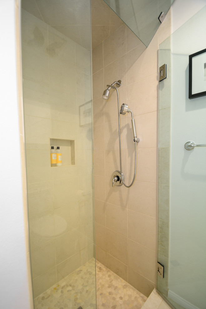 Contemporary Beige Shower Design Contemporary Bathroom Los