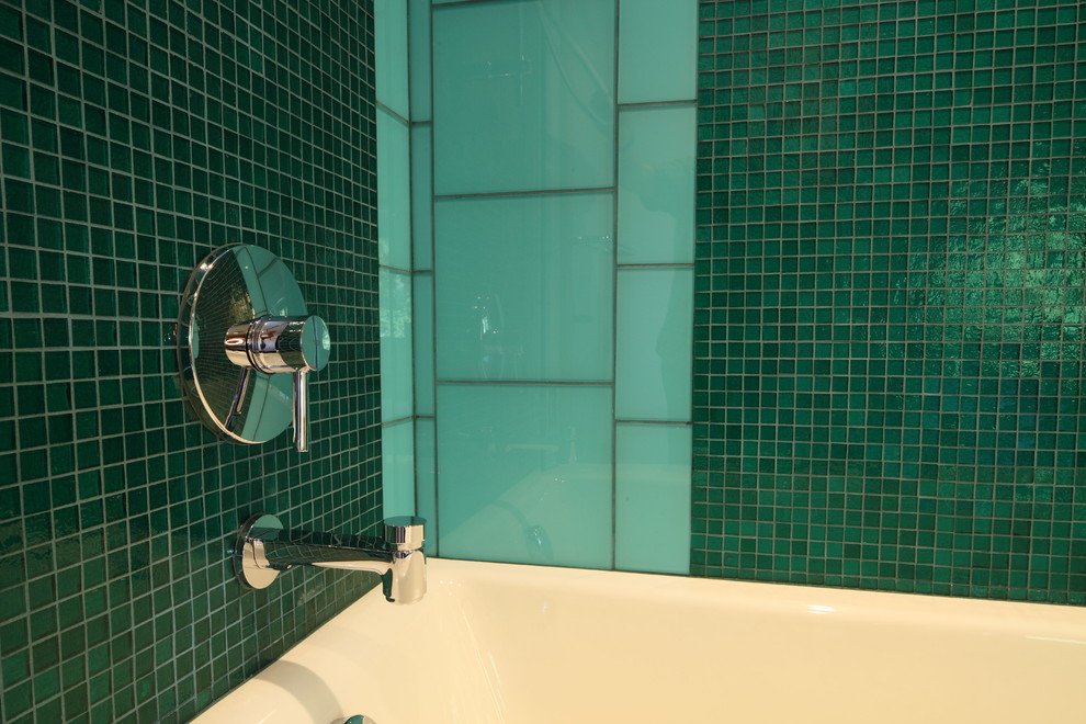 Contemporary Green & Black Bathroom - Contemporary - Bathroom ...