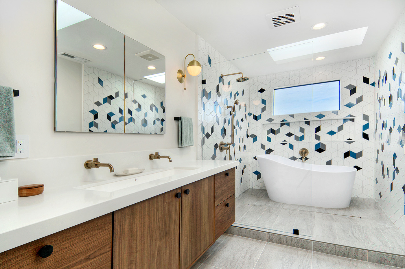 Contemporary Mid Century Style Master Bath And Guest Bath Midcentury Bathroom San Francisco By Design Matters Houzz