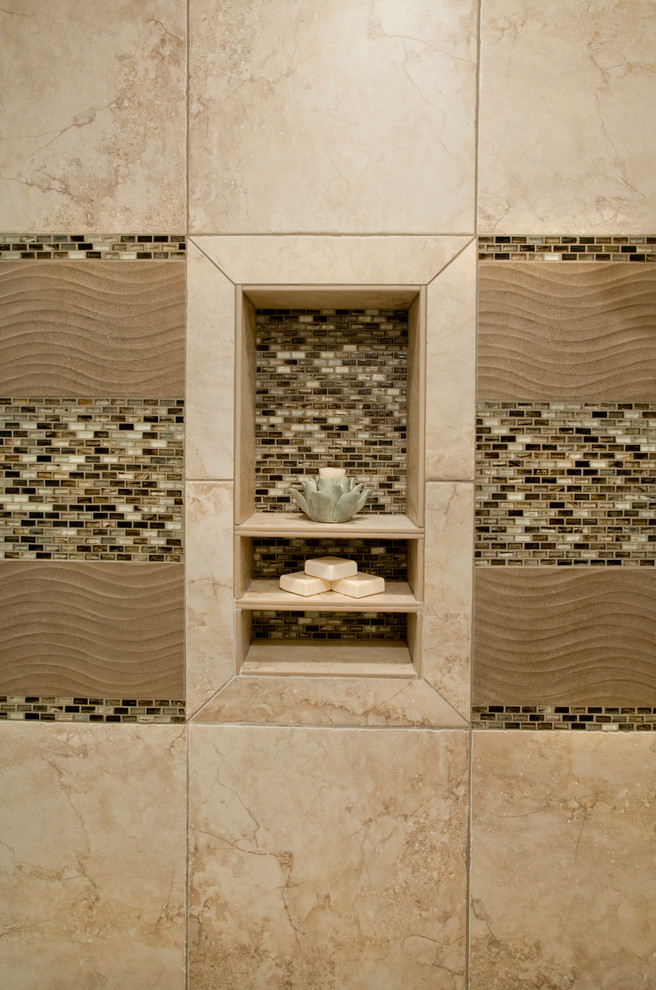 Example of a transitional bathroom design in Portland
