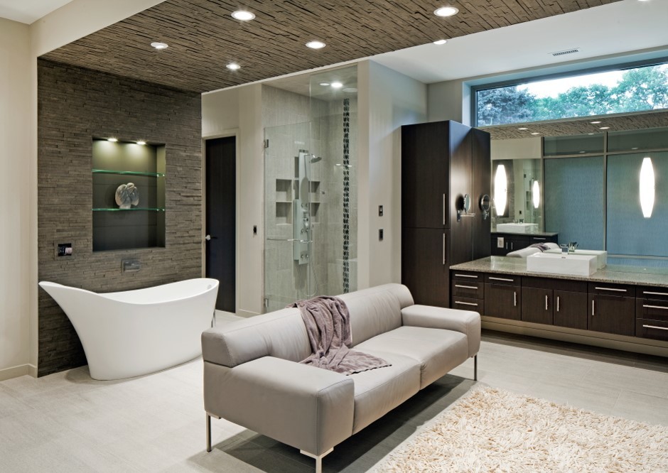 Inspiration for a contemporary bathroom remodel in Omaha