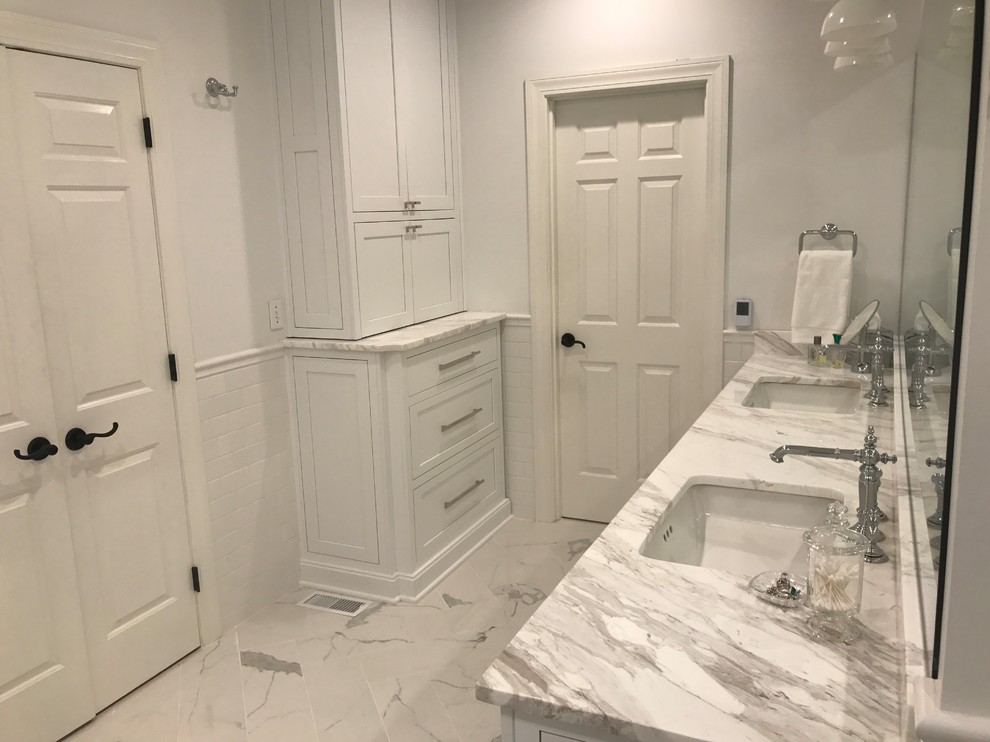 Contemporary White Master Bathroom Remodel Contemporary Bathroom