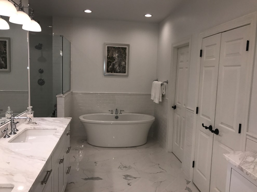 Contemporary White Master Bathroom Remodel Contemporary Bathroom