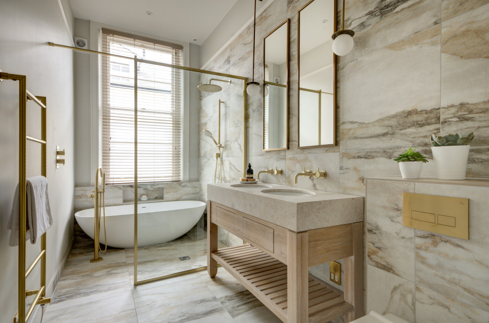 Example of a transitional bathroom design in Gloucestershire