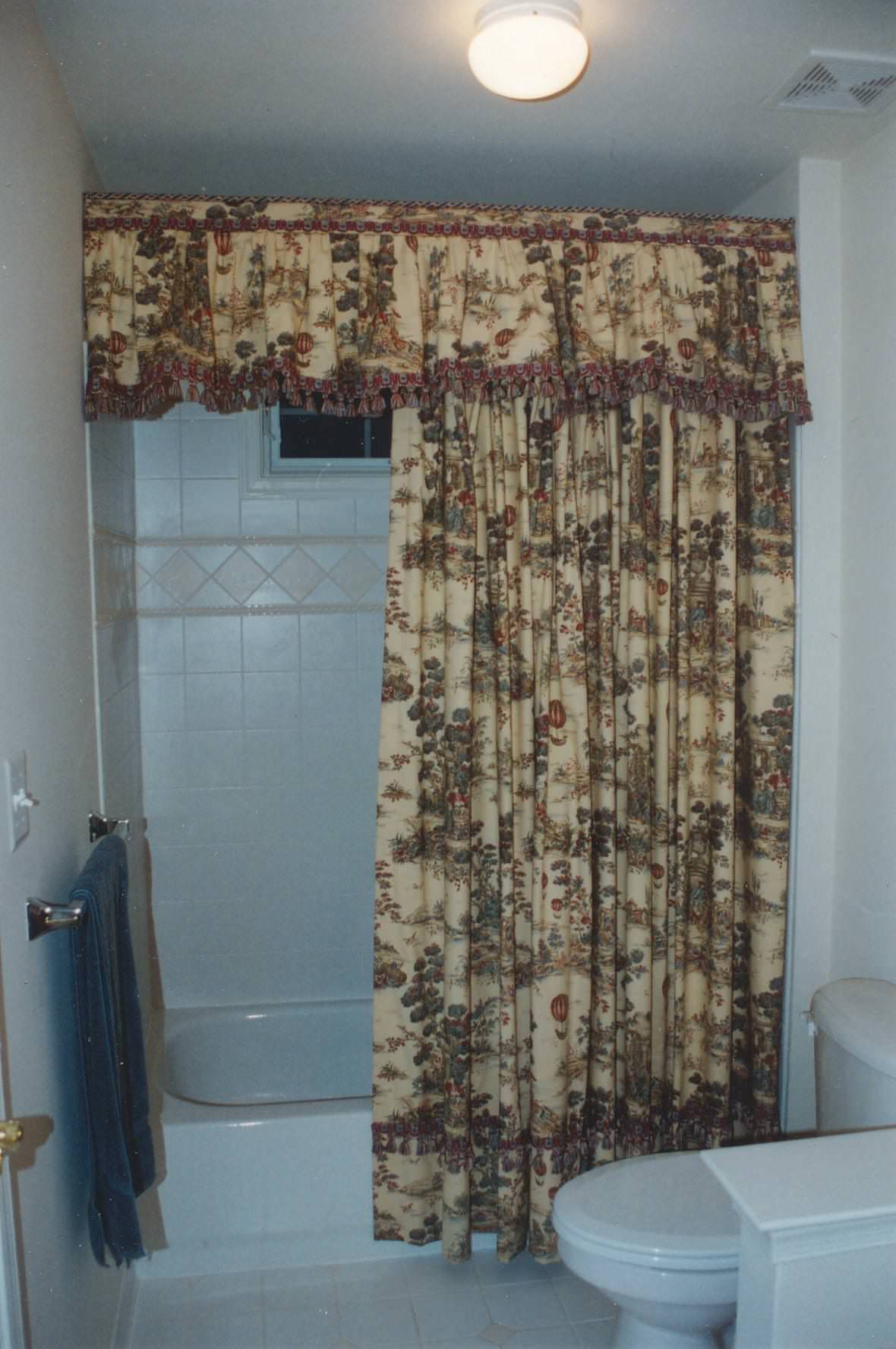French Country Toile Valance, French Toile Shower Curtain