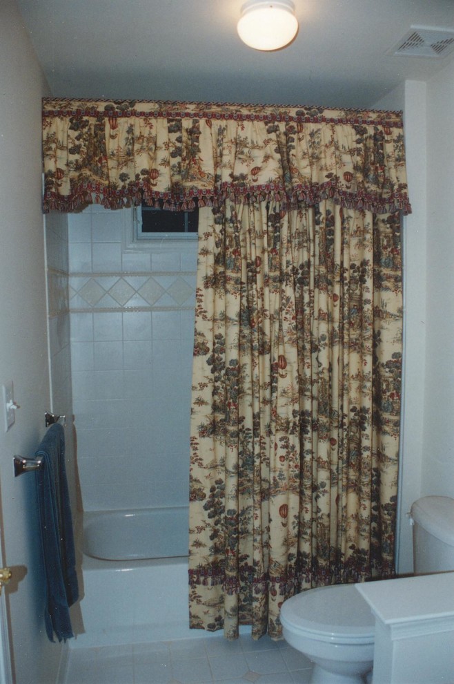 French Country Toile Valance, Yellow Toile Shower Curtain