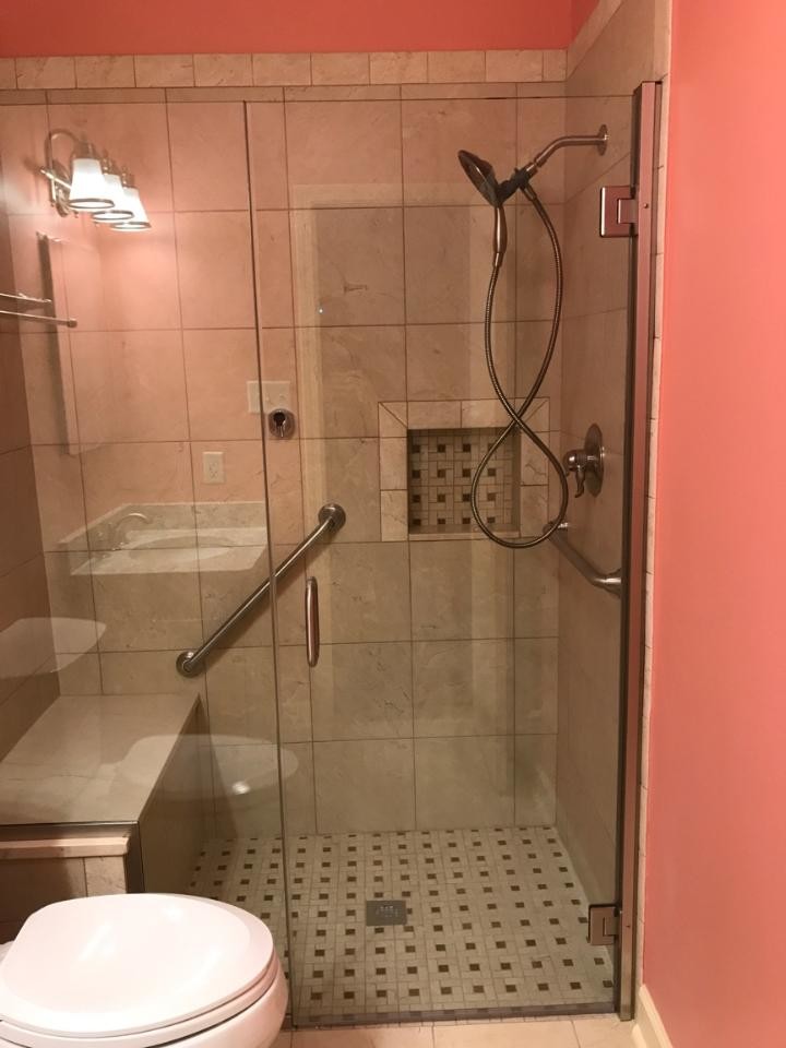 Cove Bathtub Transformed in to a Walk In Shower Traditional