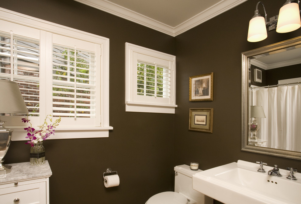 Bathroom - traditional bathroom idea in Seattle with white cabinets