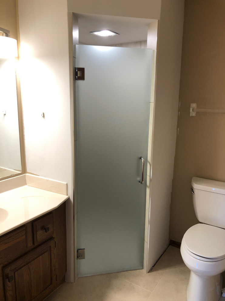 Curbless Shower with Frameless Door Contemporary Bathroom Other