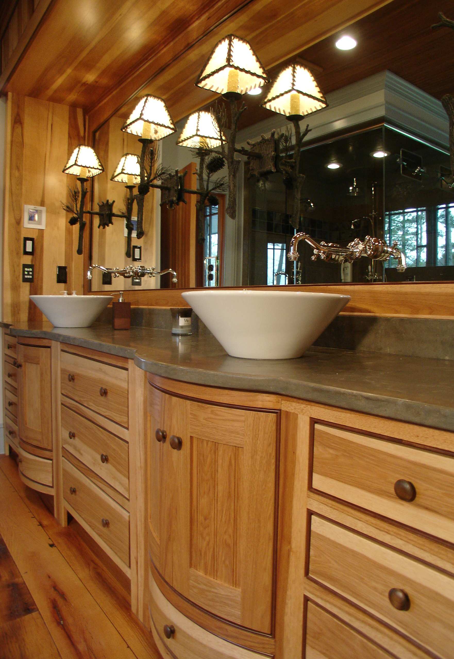 Curved Front Vanity Rustic Bathroom Portland Maine By Zarse Custom Cabinet Company Houzz