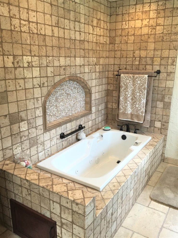 Custom Arched Natural Stone Master Bathroom Remodel Seattle WA