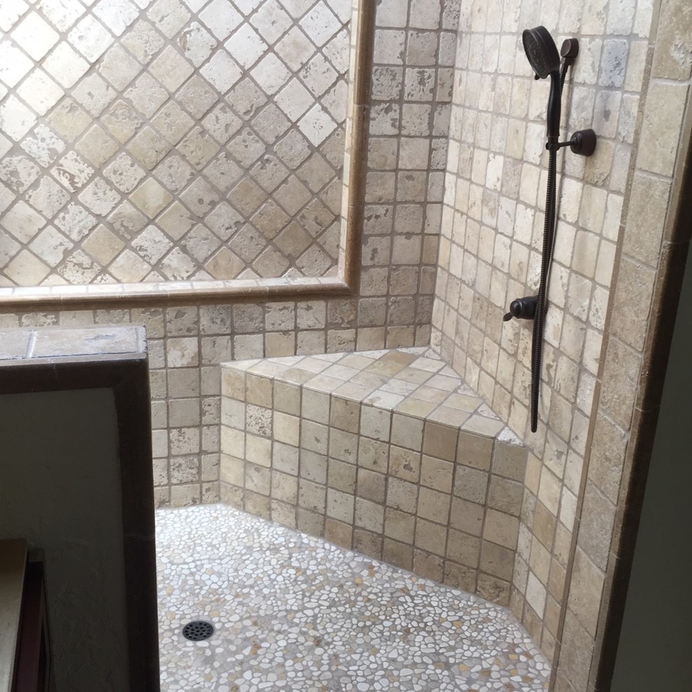 Custom Arched Natural Stone Master Bathroom Remodel Seattle WA