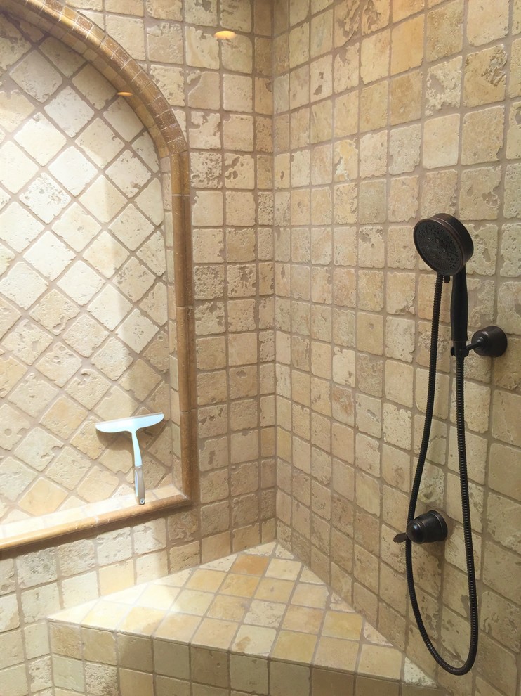 Custom Arched Natural Stone Master Bathroom Remodel Seattle WA