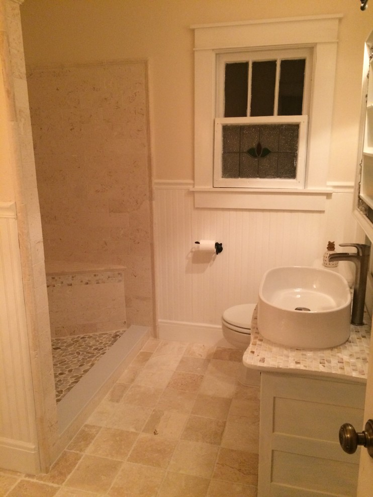 Custom bathroom remodel with a bullnose finish Transitional