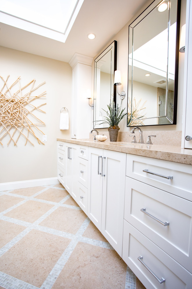 Custom bathroom vanities, coastal beach design white & cream