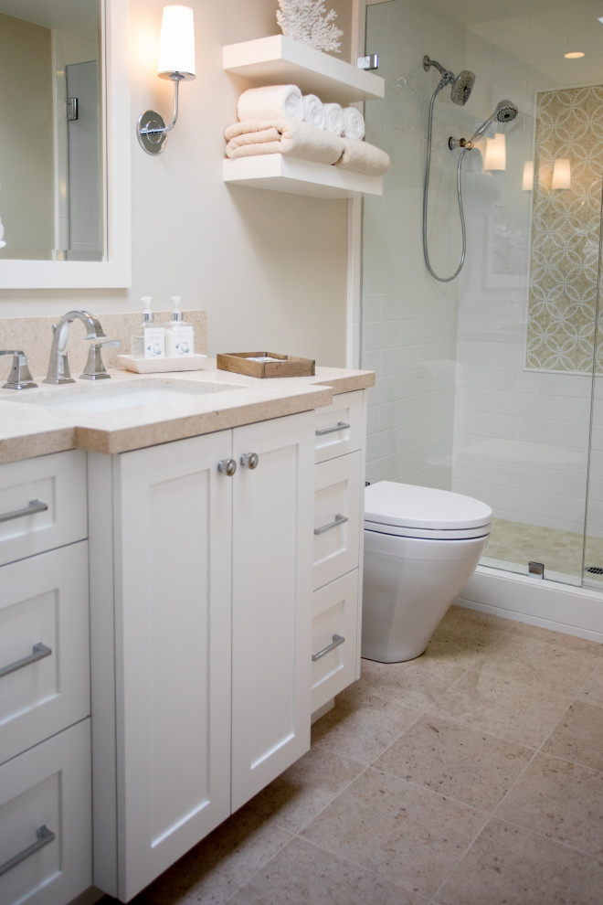 Custom bathroom vanities, coastal beach design white & cream