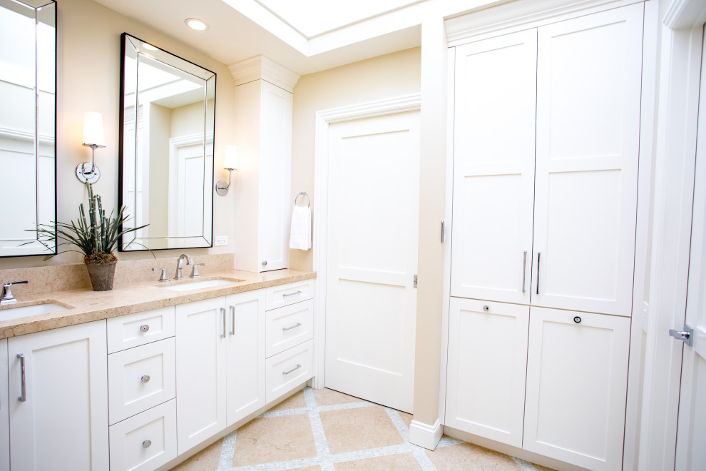 Custom bathroom vanities, coastal beach design white & cream