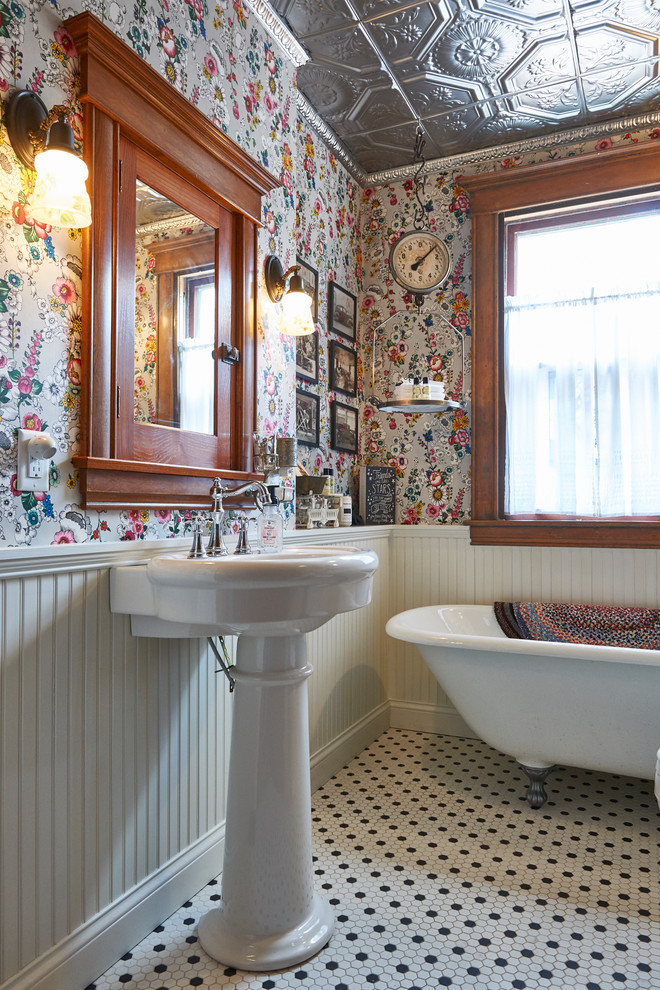 Inspiration for an eclectic freestanding bathtub remodel in Grand Rapids