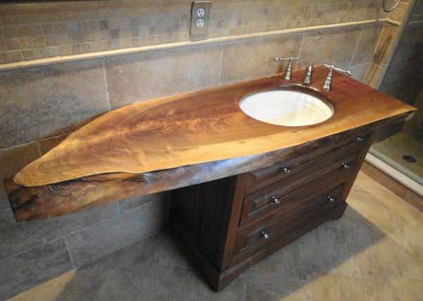 Custom Built Organic Vanity Eclectic Bathroom New York By Oak Mountain Woodwork Houzz - Custom Made Bathroom Sink