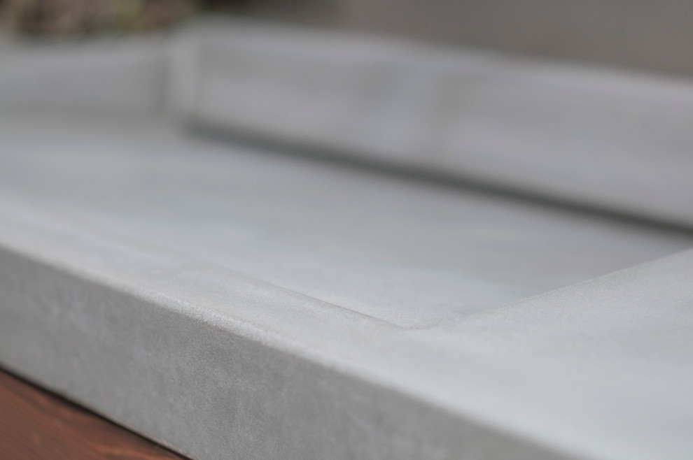 Custom Concrete Powder Room Vanity Top with Integrated Sink Modern