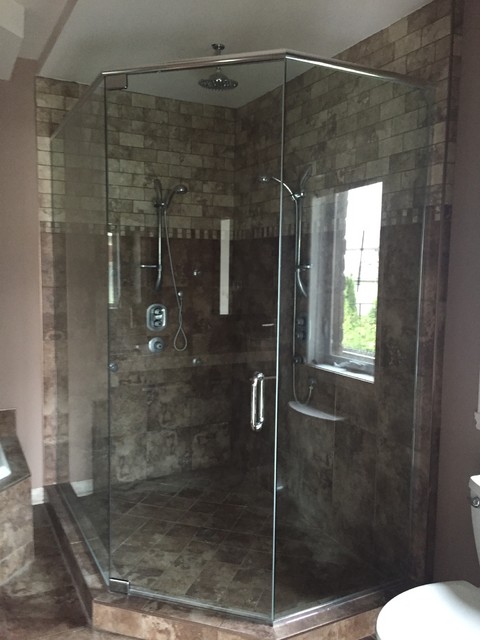 Custom Corner walk in shower glass doors - Contemporary - Bathroom ...