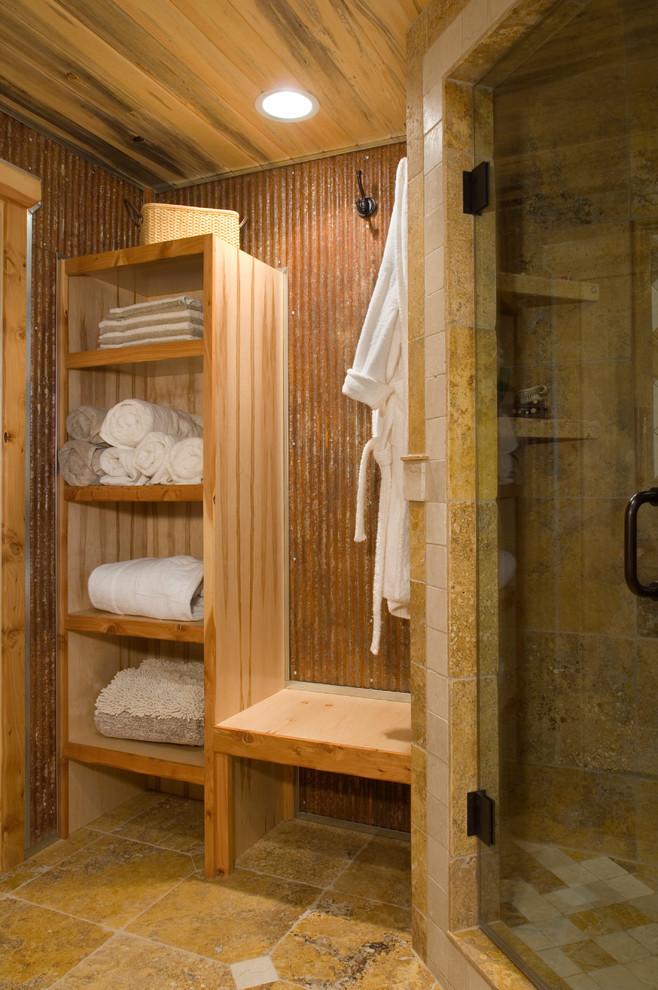 Réalisation d'une salle de bain chalet.