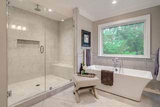 Bathroom Remodel in Vienna with Standing Shower & Double Vanity