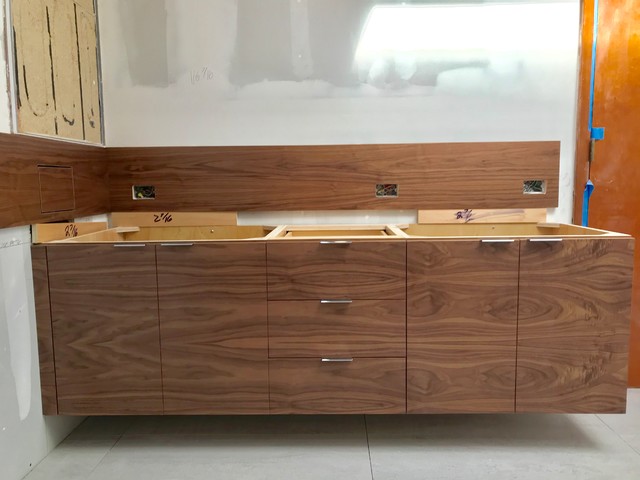 Walnut Floating Vanity Modern Bathroom