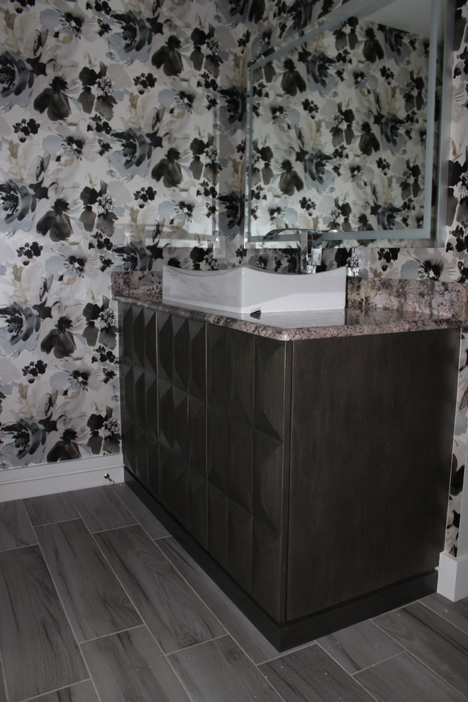 Custom Geometric Vanity & Matching Window Seat Contemporary