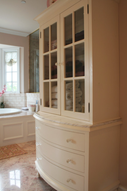 Custom Glamorous Bathroom Vanities, French Couture, Cream and White