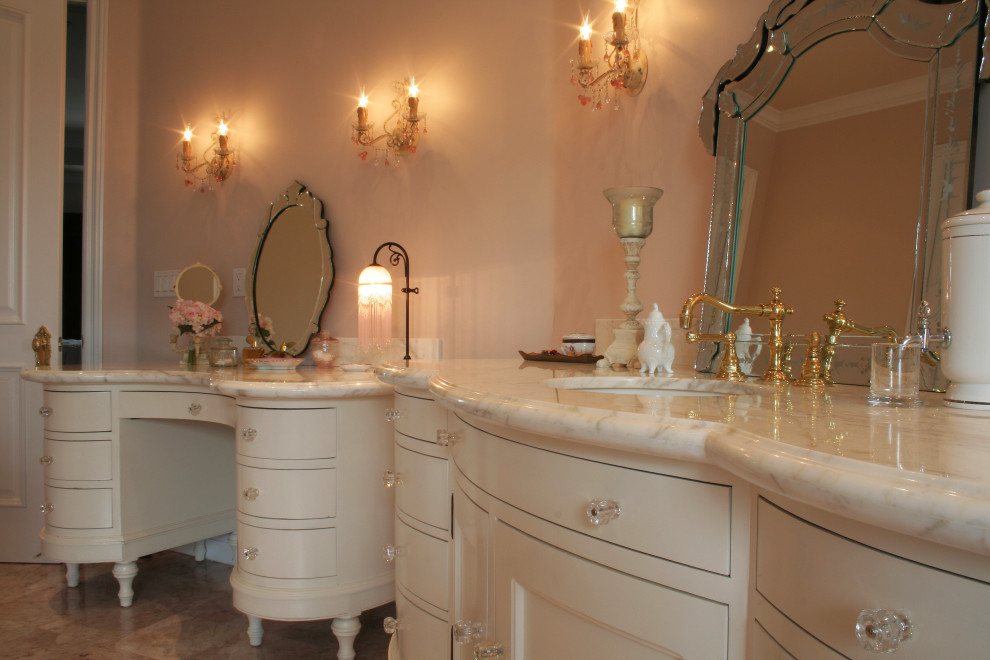 Custom Glamorous Bathroom Vanities, French Couture, Cream and White