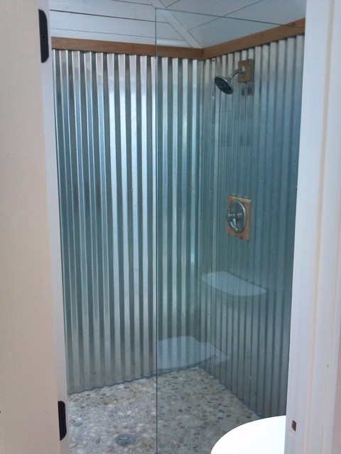 Custom Shower Contemporary Bathroom, How To Build A Corrugated Metal Shower
