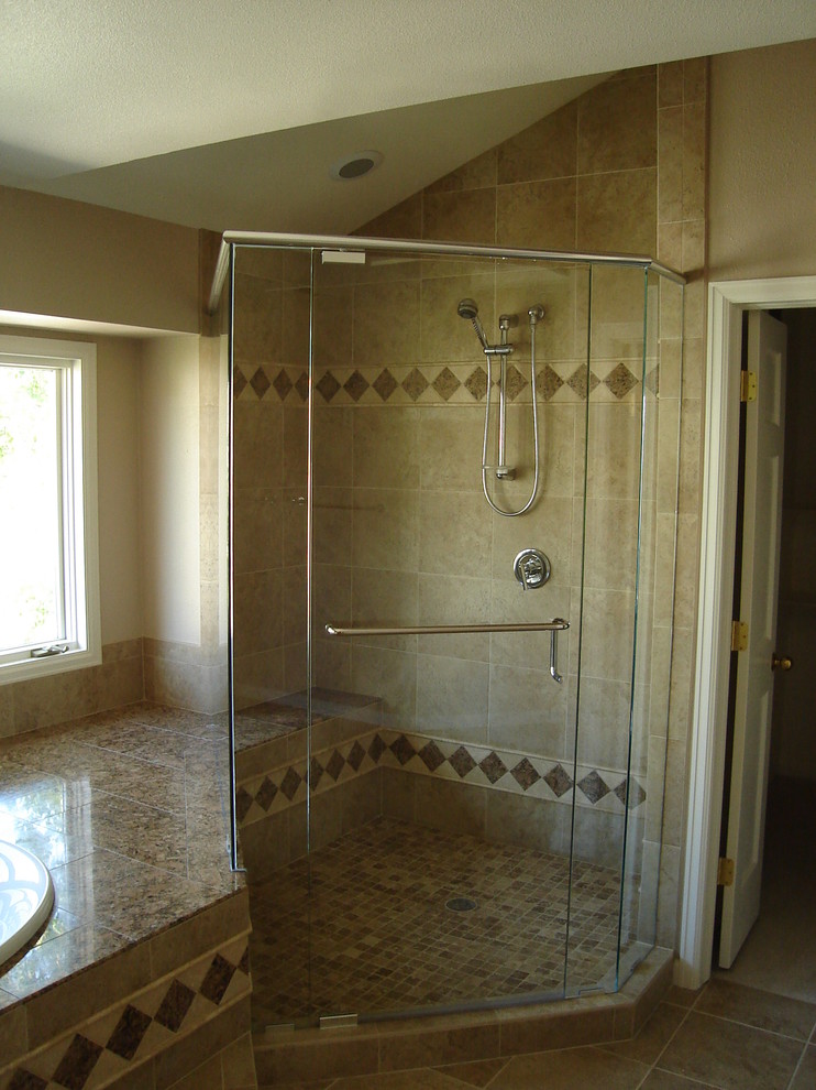 Custom Shower with Seat, Custom Shower Pan, and Enclosure Modern