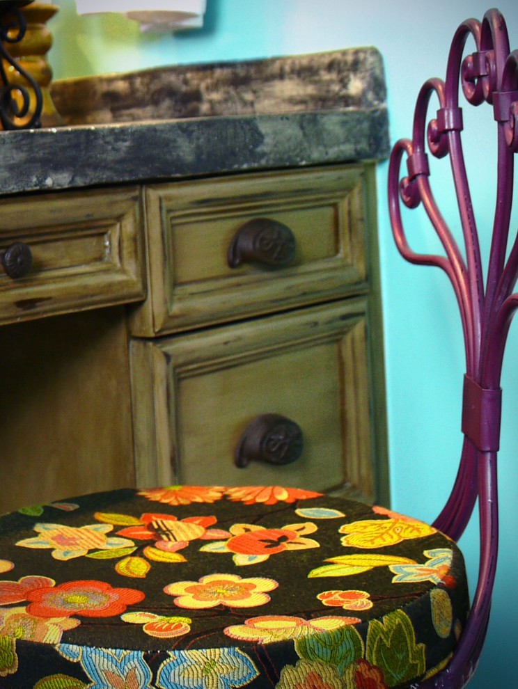 Custom Vanity Seating Eclectic Bathroom Miami by Pepper Street