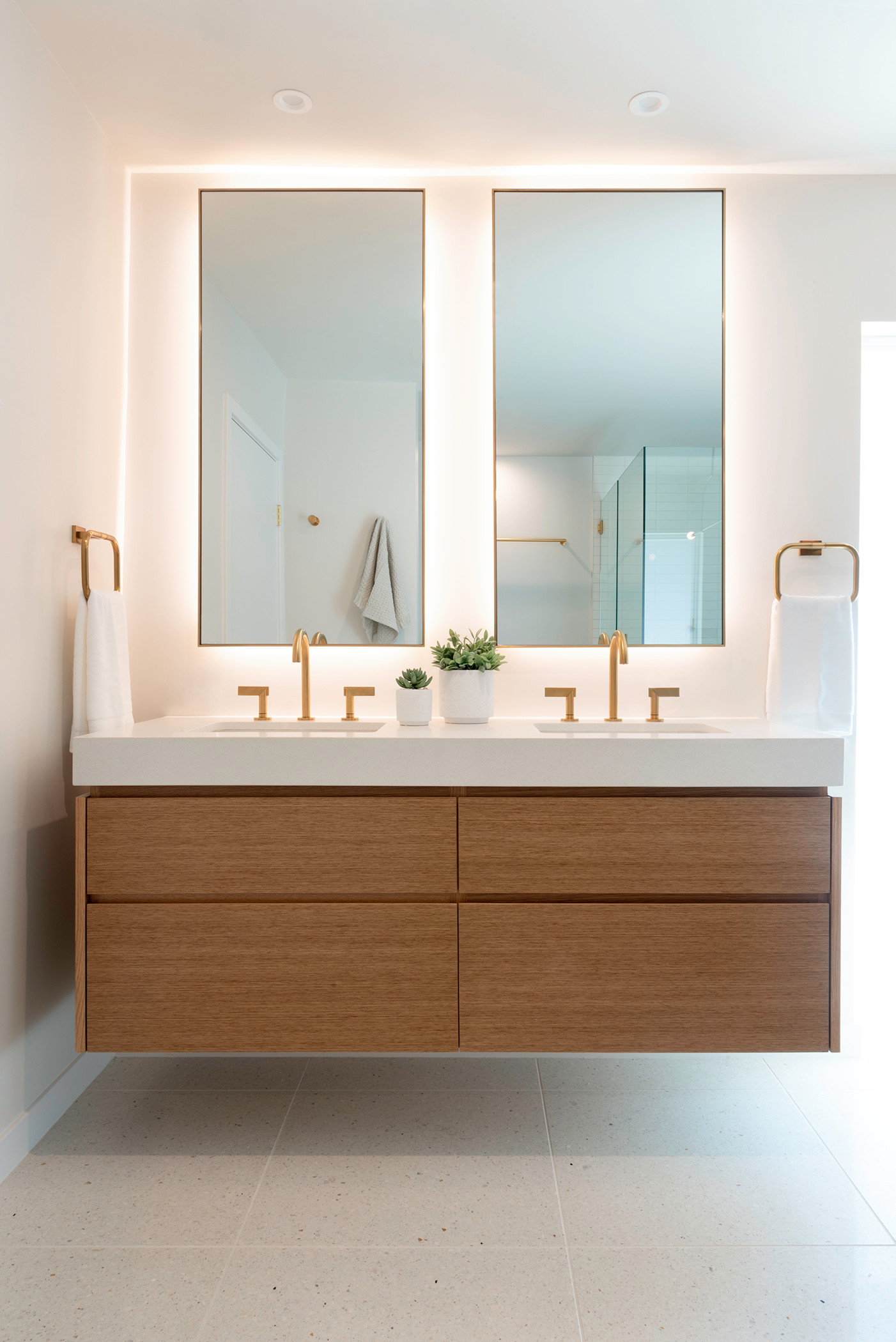 Custom Wall Mount Vanity Mirrors Midcentury Bathroom Los