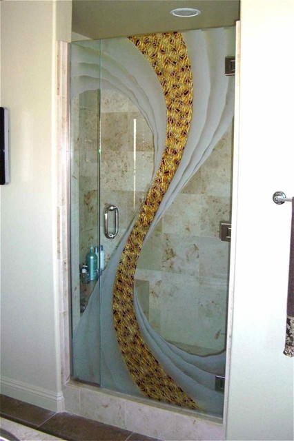 Cyclone Glass Shower Door Modern Staircase Other By Sans Soucie Art Glass Houzz Uk